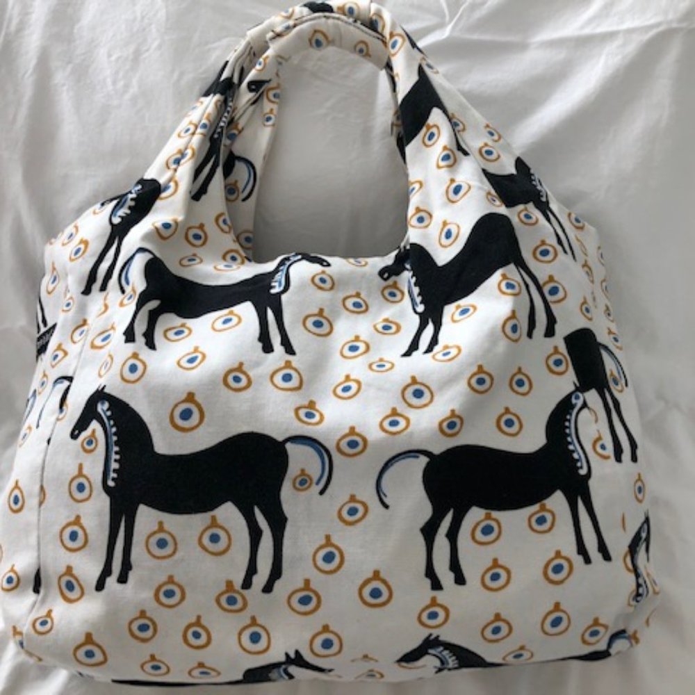 Marimekko horse print tote MUSTA TAMMA print rare!